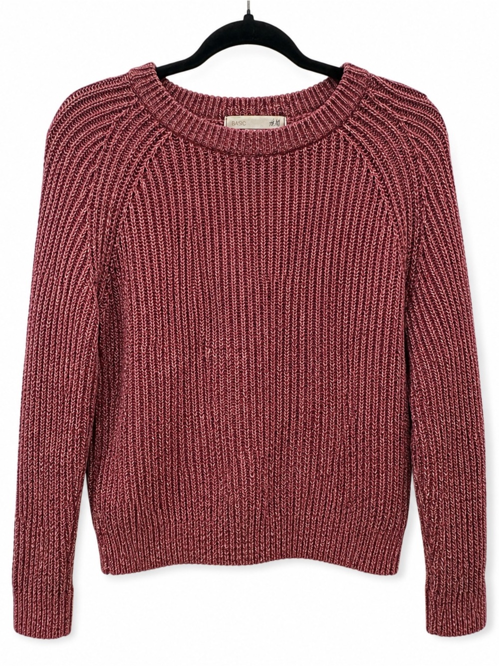 H&M Women's Ribbed Crewneck‎ Sweater in Marled Muave